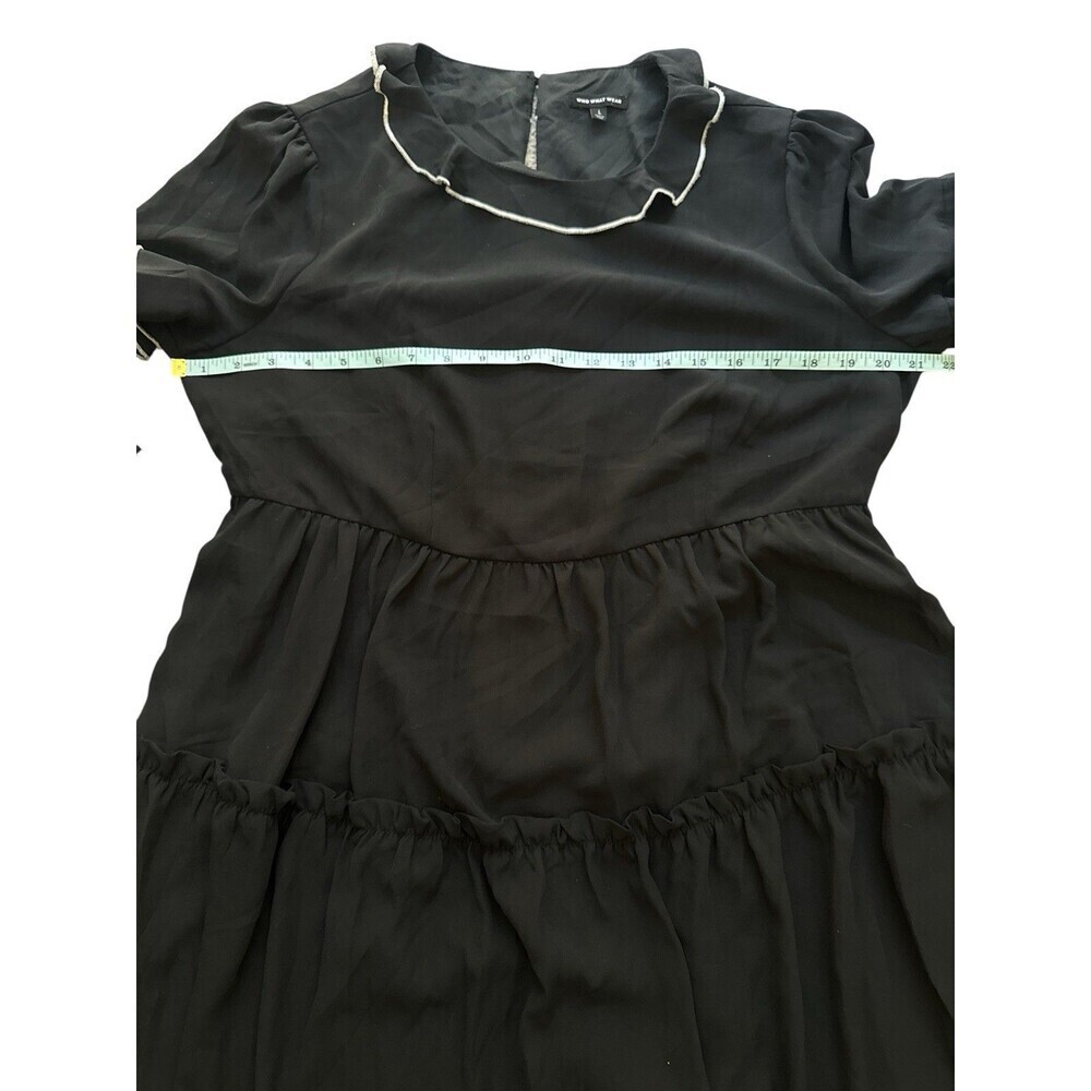 Black Tiered Ruffle Dress L Who What Wear Fairy Grunge Romantic Coastal Cowgirl - Picture 6 of 8